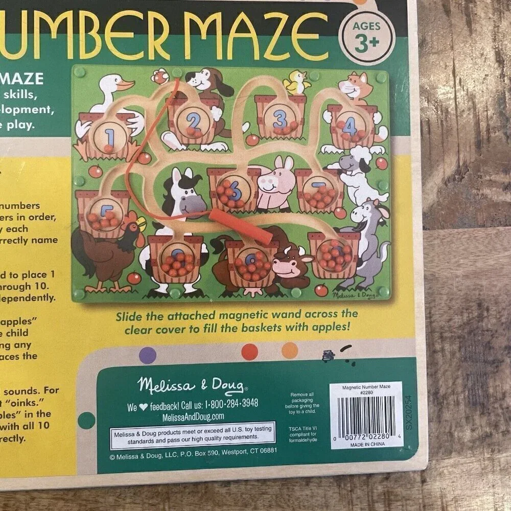 Melissa Doug Magnetic Wand Number Maze Wooden Puzzle Activity Toy Set Education